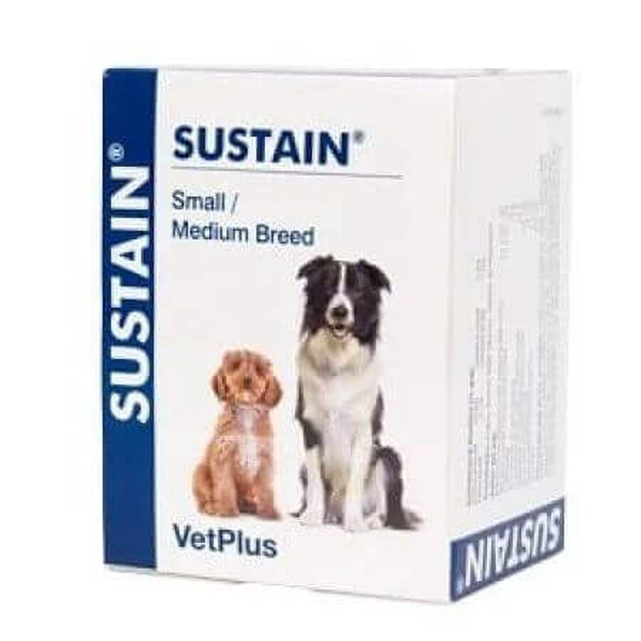 Integratore per il supporto dell'apparato digerente nei cani di piccola e media taglia <20 kg Sustain Small/Medium Breed, 30 buste, VetPlus