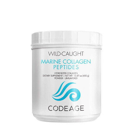 Code Age Peptidi di collagene idrolizzato marino pescato in natura in polvere di tipo I e III, collagene marino da pesci selvatici di tipo I e III, 450 g, GNC