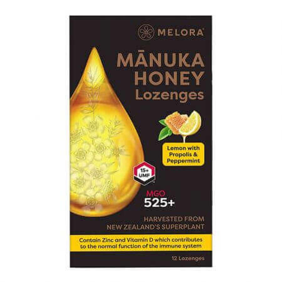 Gocce di miele di Manuka al limone e propoli, 12 pezzi, Melora