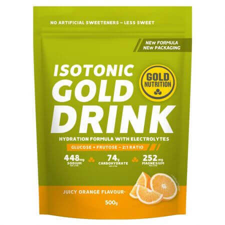 Polvere per bevanda isotonica al gusto di arancia Gold Drink, 500 g, Gold Nutrition