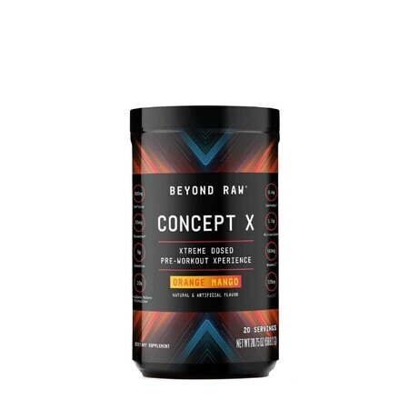 Beyond Raw® Concept X Pre-Workout, formula pre-allenamento al gusto di arancia e mango, 588,2 g, GNC
