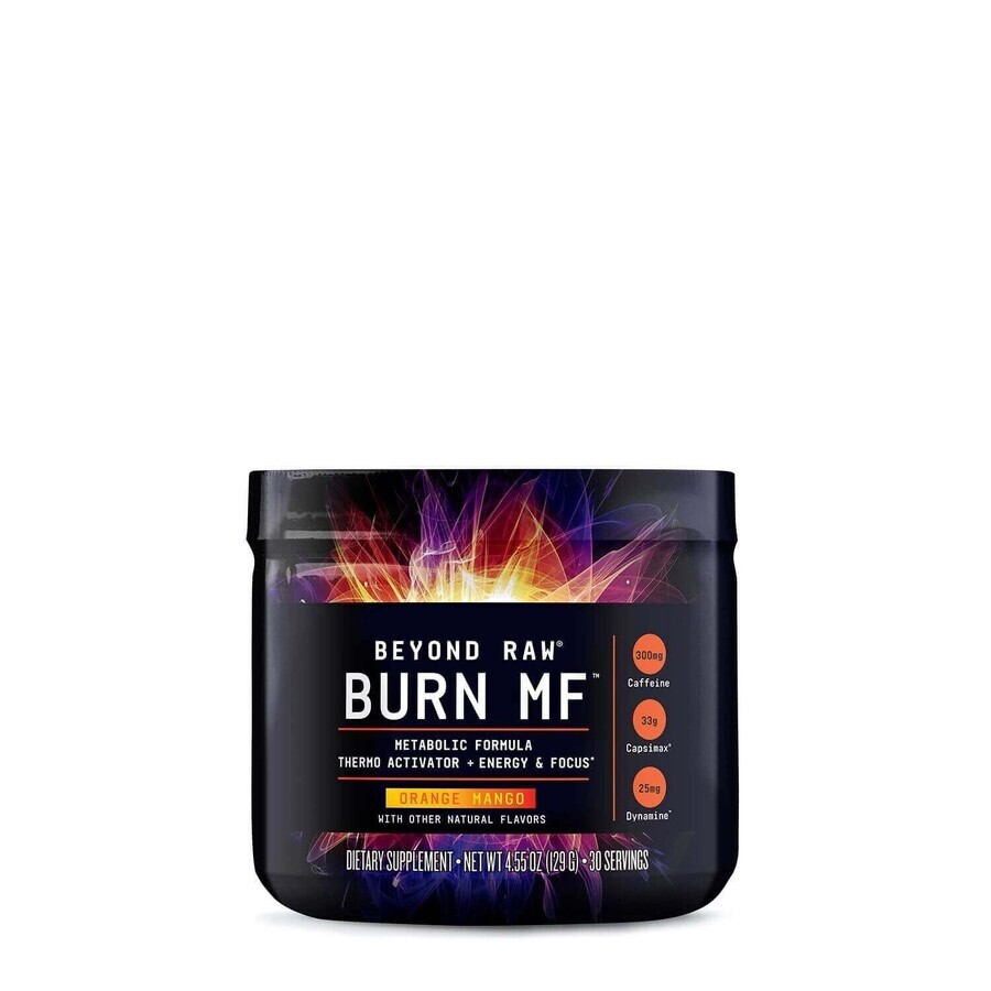 Beyond Raw® Burn MF™, bruciagrassi termogenico al gusto di arancia e mango, 129 g, GNC
