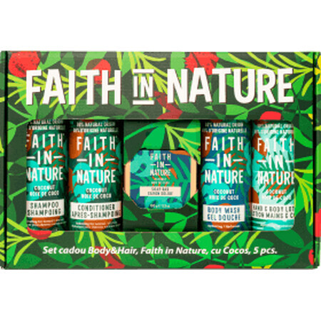 Faith in Nature Set regalo per la cura vegana dei capelli e del corpo con olio di cocco, 1 pz
