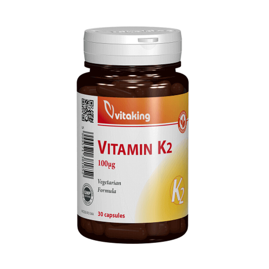 Vitamina K2 naturale, 100μg, 30 capsule vegetali, VitaKing