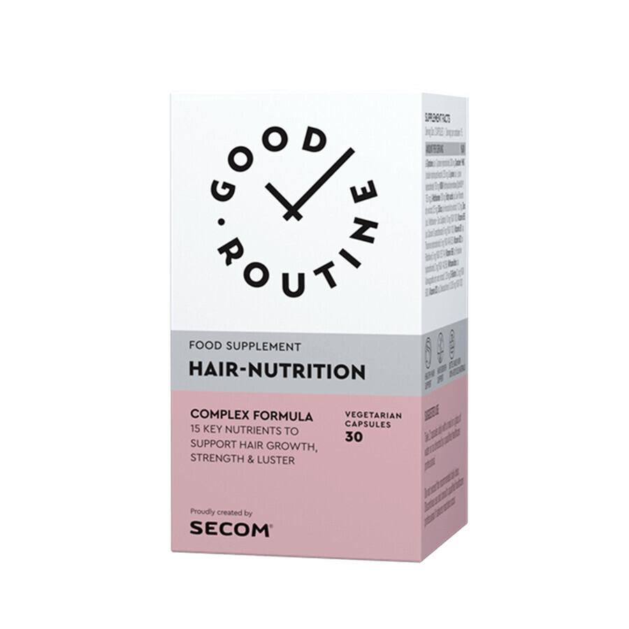Hair Nutrition Good Routine integratore per supportare l'aumento della resistenza, dell'idratazione e dell'elasticità dei capelli, 30 capsule vegetali, Secom