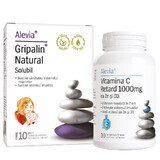Gripalin Naturale solubile 10 buste + Vitamina C 1000 mg Retard con Zn e D3 30 compresse, Alevia