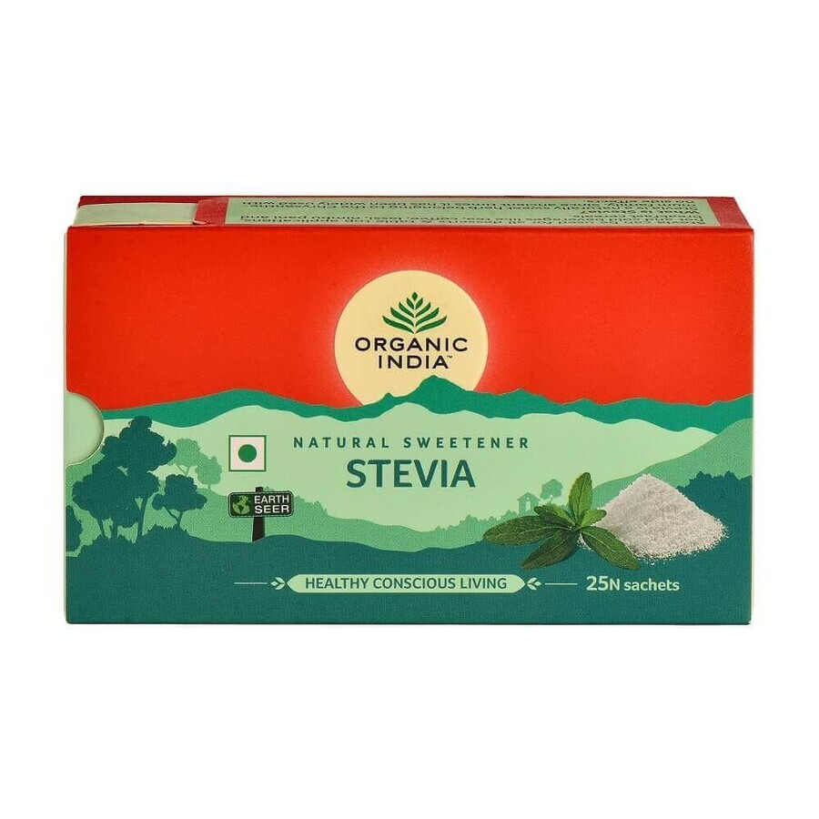 Dolcificante naturale Stevie, ipocalorico, 25 bustine, Organic India