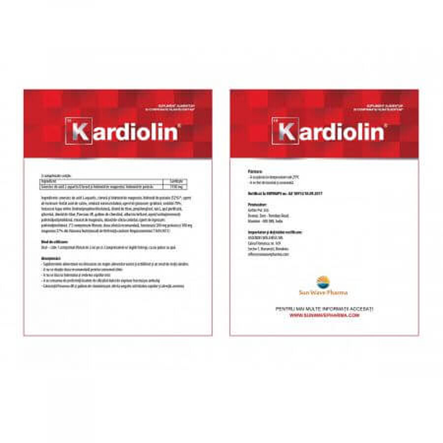 Kardiolin, 28 compresse rivestite con film, Sun Wave Pharma