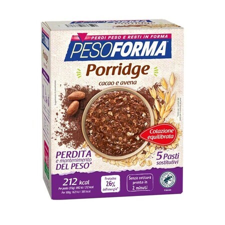 Pesoforma Porridge Cacao e Avena Sostitutivo del Pasto, 5 pasti sostitutivi