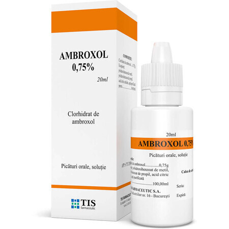Ambroxol 0,75%, gocce soluzione orale, 20 ml, Tis Farmaceutic 