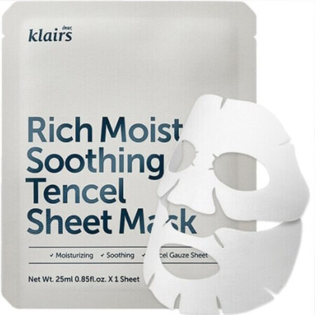 Rich Moist maschera idratante, lenitiva e riequilibrante, 25 ml, Klairs