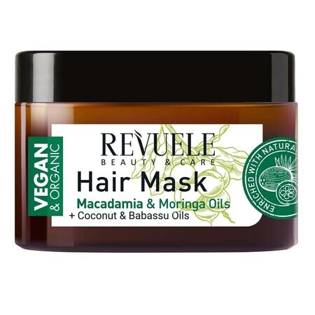Maschera per capelli, con olio di Macadamia e Moringa, 360 ml, Revuele