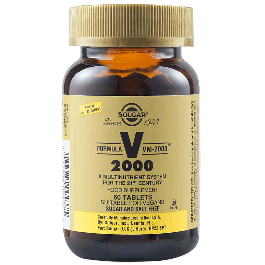 Solgar VM 2000 Supplement Integratore Alimentare Multivitamico, 60 Tavolette