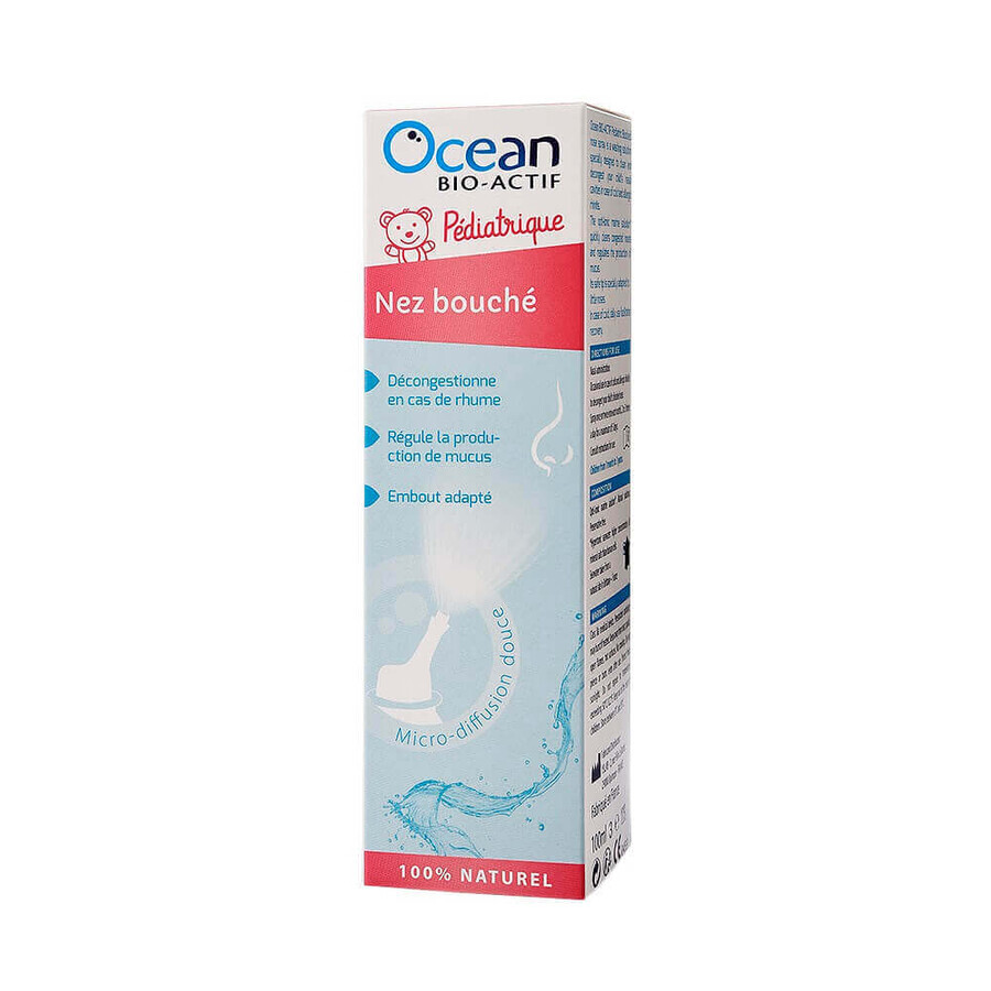 Ocean BIO-ACTIF Naso chiuso pediatrico, acqua di mare ipertonica per bambini, 100 ml, Yslab