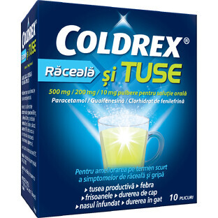 Coldrex Raffreddore e Tosse, 500 mg/200 mg/10 mg, 10 bustine, Perrigo