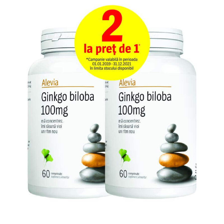 Confezione Ginkgo Biloba 100 mg, 60 + 60 compresse, Alevia recensioni