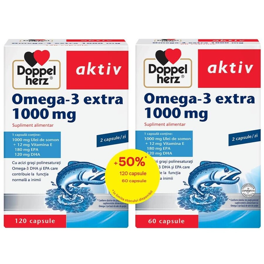 Confezione Omega - 3 extra, 1000 mg, 120 + 60 capsule, Doppelherz recensioni