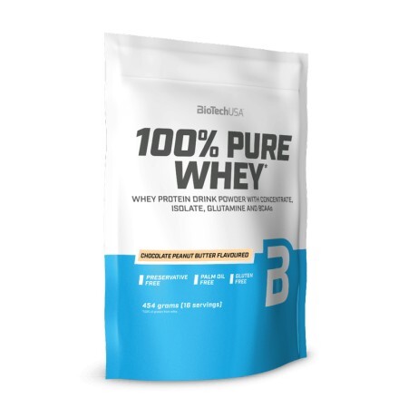 100% Pure Whey BioTech USA, Chocolate - Peanut Butter, 454 g