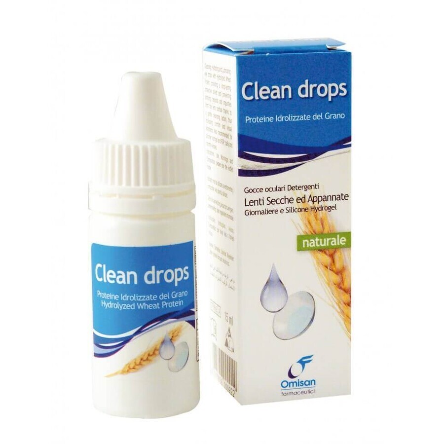 Clean Drops, Gocce Oculari con proteine idrolizzate del grano, 15 ml, Omisan Farmaceutici 