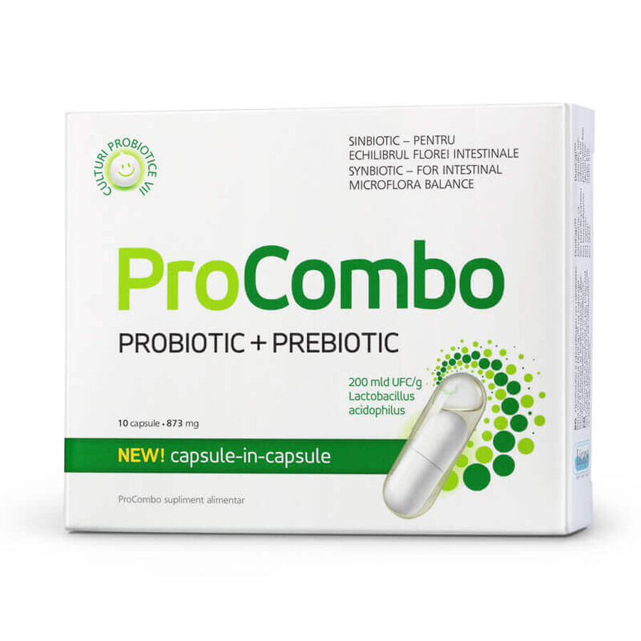 Probiotico + Prebiotico per l'equilibrio della flora intestinale ProCombo, 10 capsule, Vitaslim recensioni