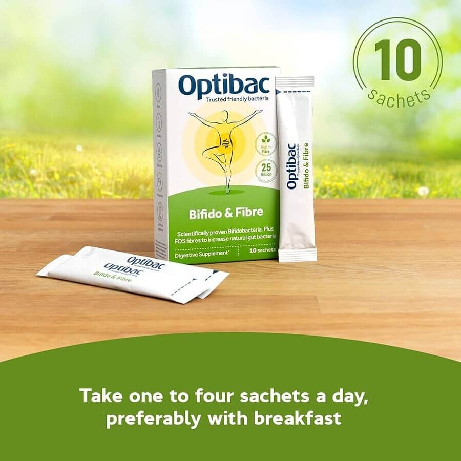 Probiotico con Bifidobatteri e Fibre, 10 bustine, OptiBac 