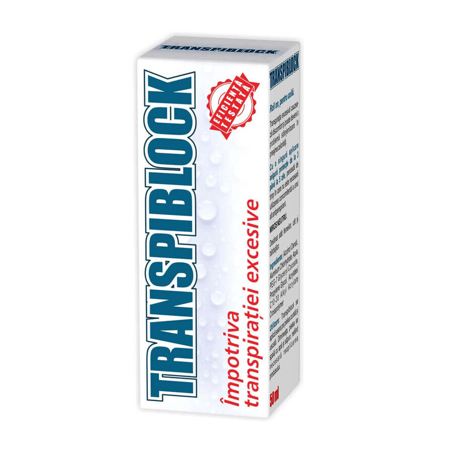 Roll-on contro sudorazione eccessiva Transpiblock, 50 ml, Zdrovit