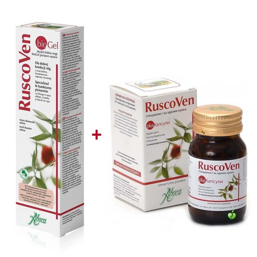 Ruscoven Plus, 50 capsule + Ruscoven Bio Gel, 100 ml, Aboca recensioni