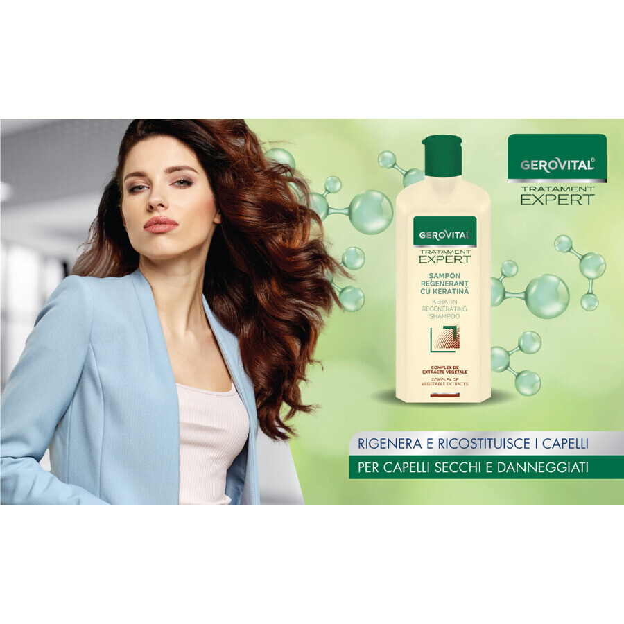 Shampoo Rigenerante con Cheratina, Gerovital Tratament Expert, 400 ml, Farmec