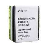 Sapone naturale detossinante con Carbone Attivo, Caolino e Spirulina, 130 g, Sabio