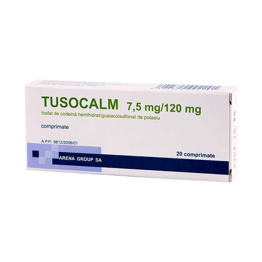 Tusocalm 7,5 mg/120 mg, 20 compresse, Gruppo Arena