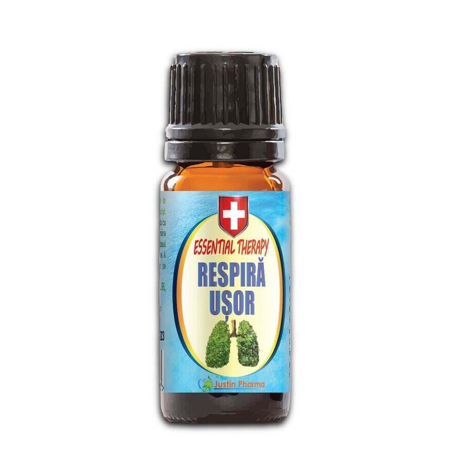 Respira l'olio essenziale di terapia facile, 10 ml, Justin Pharma