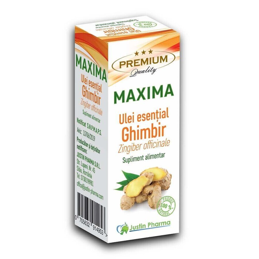 Olio essenziale di zenzero Maxima, 10 ml, Justin Pharma