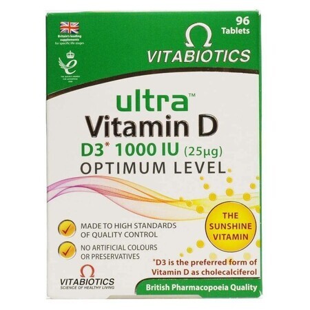 Ultra Vitamin D3 1000UI Livello ottimale, 96 compresse, Vitabiotics