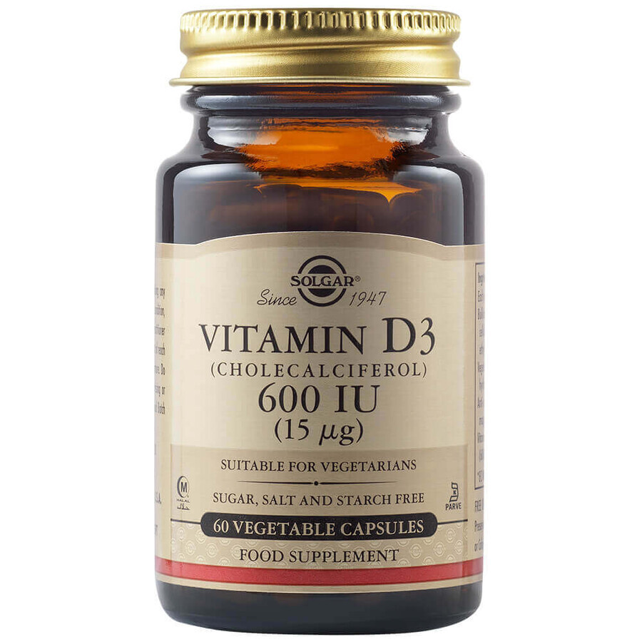 Vitamina D3 600 UI Colecalciferolo 15 mcg, 60 capsule, Solgar