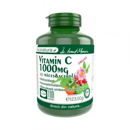 Vitamina C 1000 mg Lampone con rosa canina e acerola, 100 compresse, Pro Natura
