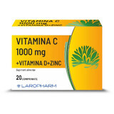 Vitamina C 1000 mg, Vitamina D3 400 UI, Zinco 15 mg, 20 compresse, Laropharm