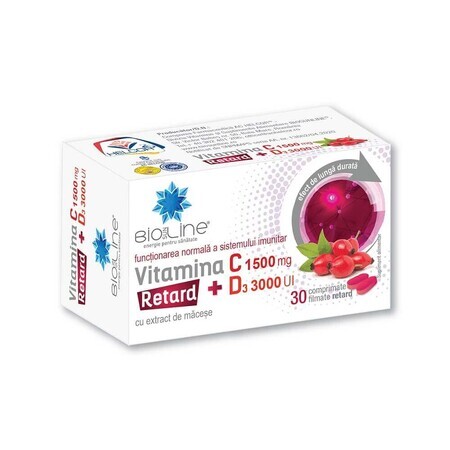 Vitamina C 1500 mg con D3 3000 UI Retard, 30 compresse rivestite con film, Helcor