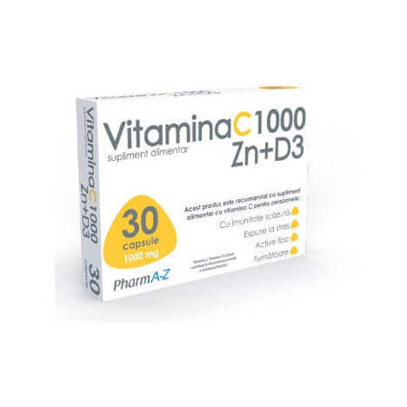 Vitamina C 1OOO Zn+D3, 30 capsule, PharmA-Z
