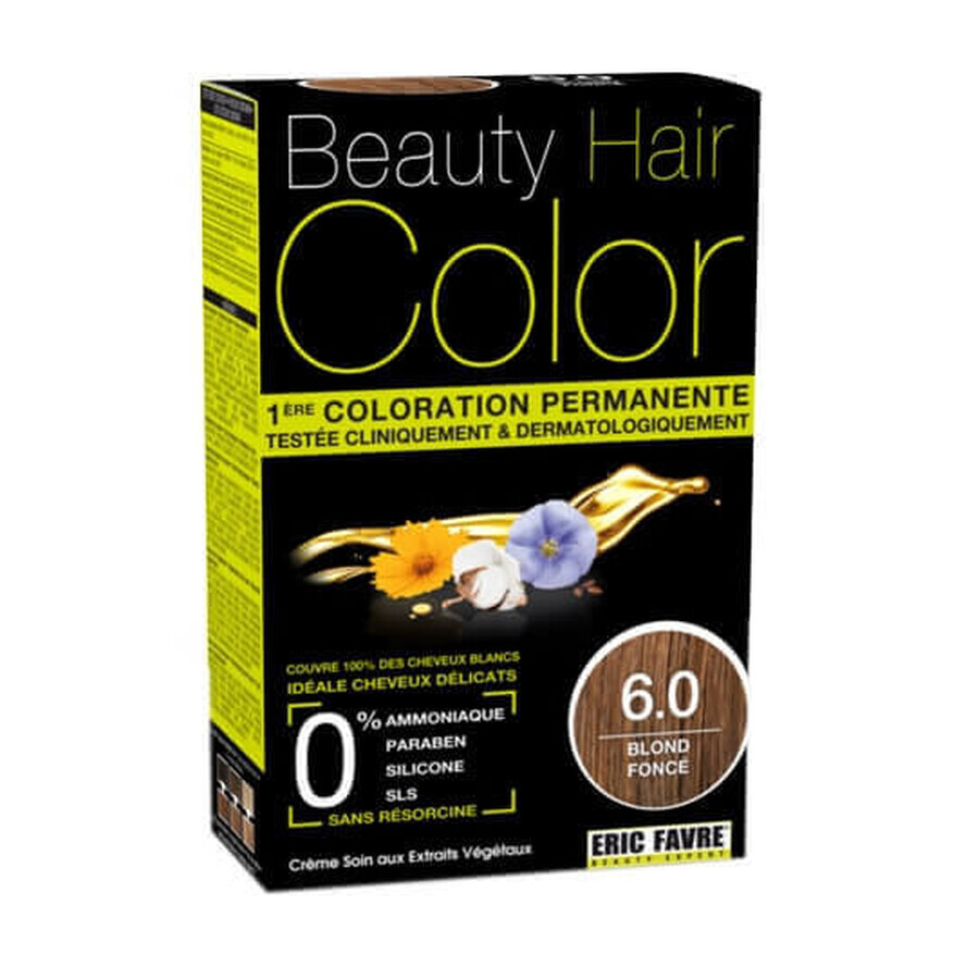 Tintura per capelli con estratti vegetali e cotone Biondo Scuro, Tonalità 6.0, 160 ml, Beauty Hair Colour