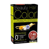 Tintura per capelli con estratti vegetali e cotone Biondo Rame Intenso, Tonalità 7.46, 160 ml, Beauty Hair Color