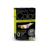 Tintura per capelli con estratti vegetali e cotone Black Blue, Tonalità 2.1, 160 ml, Beauty Hair Color
