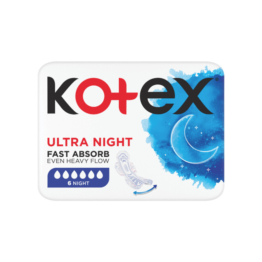 Assorbenti Ultra Notte, 6 pezzi, Kotex