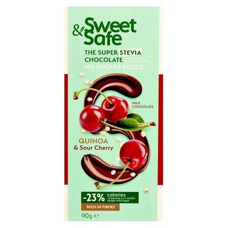 Cioccolato al latte, quinoa e ciliegie Sweet & Safe, 90 g, Sly Nutritia