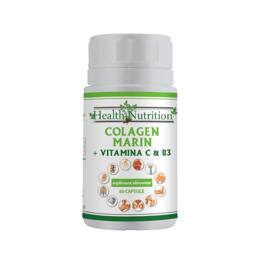 Collagene Marino Forte + Vitamina B3 + Vitamina C, 60 compresse, Health Nutrition
