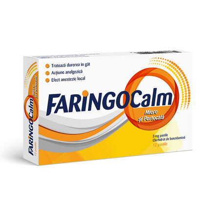 Faringocalm Miele e Arancia 3 mg, 12 compresse, Terapia 