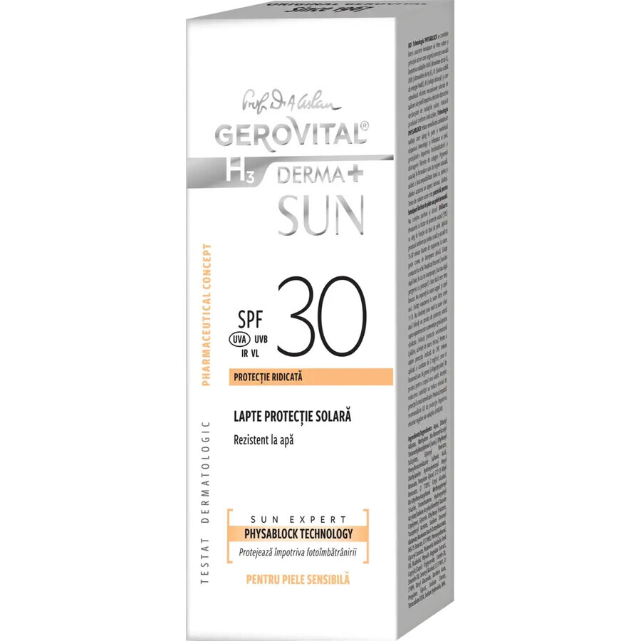 Latte per Protezione Solare SPF 30 Derma+ Sun, Gerovital H3 Derma+ Sun, 150 ml, Farmec
