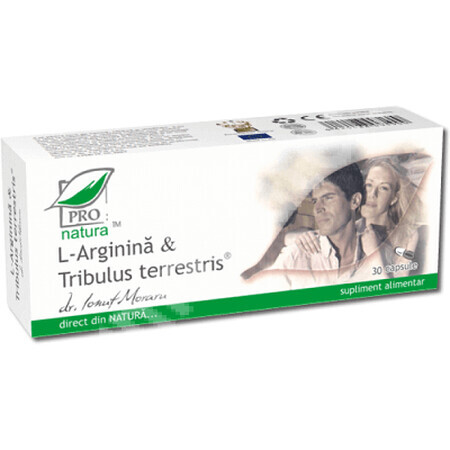 L-arginina e Tribulus Terrestris, 30 capsule, Pro Natura