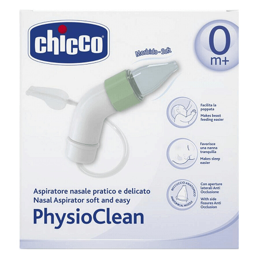 Chicco Physioclean Aspiratore Nasale 0M+, 1 Kit Aspiratore con 3 Beccucci