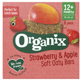 Barrette di avena integrale biologica con fragole e mele Goodies, +12 mesi, 6 pezzi, Organix