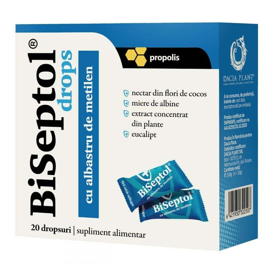 BiSeptol gocce con propoli e blu di metilene, 20 pezzi, Dacia Plant recensioni